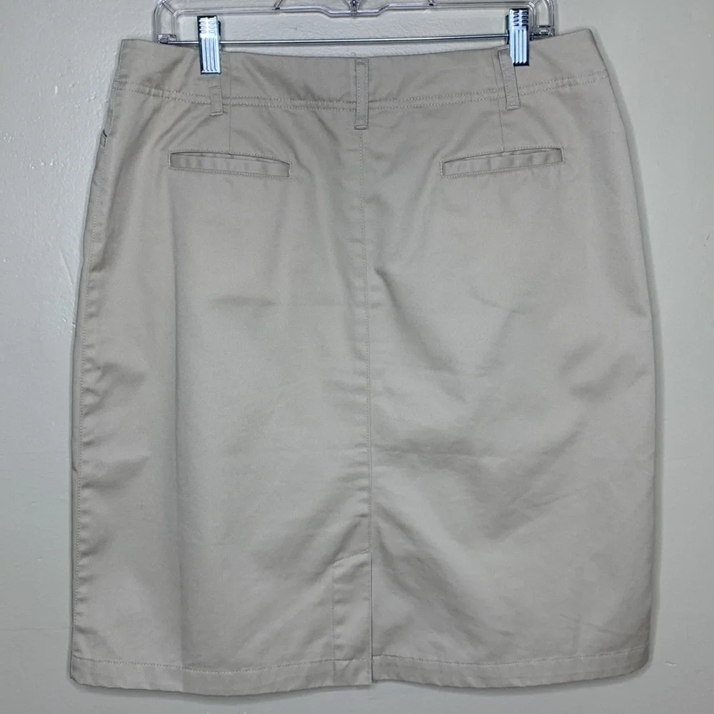 LANDS END Skirt Tan Normcore Cotton Blend Casual Straight Basic Neutral 12P